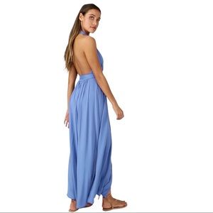 Lulu’s Maxi Wrap Halter Backless Magical Movement Dress Women’s M Periwinkle.